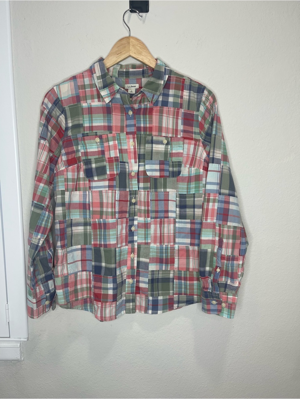 L.L. Bean Patchwork Plaid Button-Down Shirt 100% cotton
